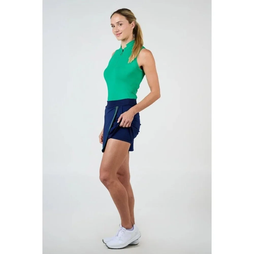 NEW Sofibella Women’s LARGE Golf Tennis Skort Skirt Navy Blue Faux Wrap - Picture 4 of 6